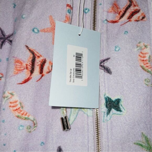 NWT Hill House Purple Sea‎ Creatures The Allie Terry Zip-Up Size Medium - Picture 6 of 9